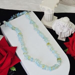 Opalite Iridescent Crystal Chip Necklace Earthy Boho Glow Stone Beaded Ethereal